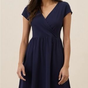 pact fit and flare crossover dress